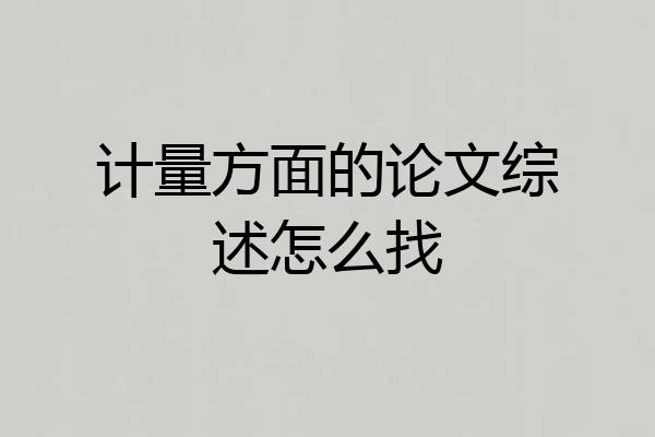 计量方面的论文综述怎么找