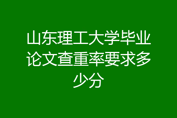 山东理工大学毕业论文查重率要求多少分