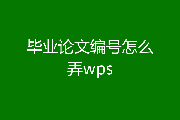 毕业论文编号怎么弄wps