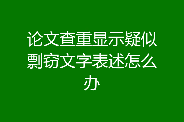 论文查重显示疑似剽窃文字表述怎么办