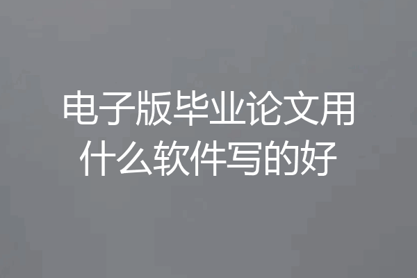 电子版毕业论文用什么软件写的好