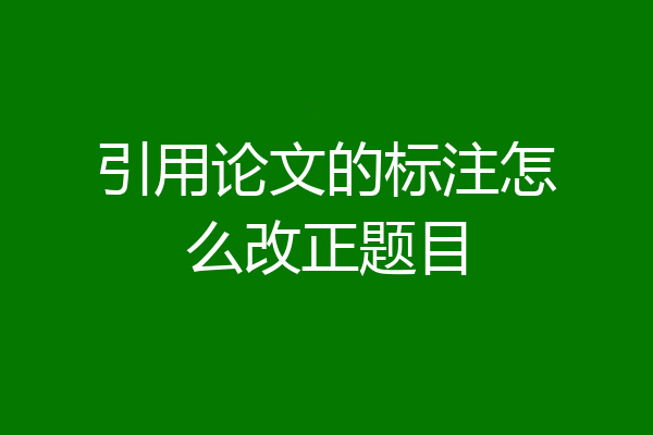 引用论文的标注怎么改正题目