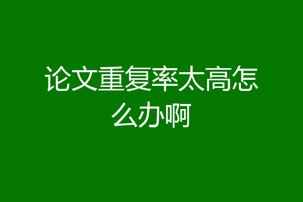 论文重复率太高怎么办啊