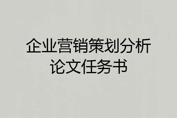 企业营销策划分析论文任务书