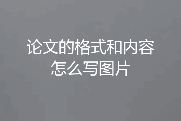 论文的格式和内容怎么写图片