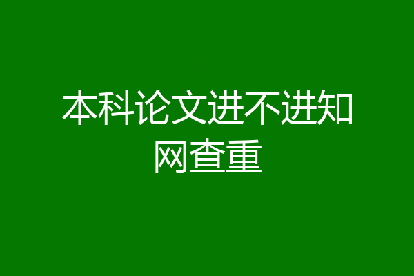 本科论文进不进知网查重