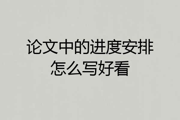 论文中的进度安排怎么写好看