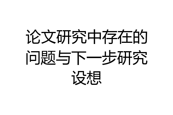 论文研究中存在的问题与下一步研究设想