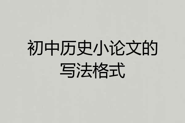 初中历史小论文的写法格式