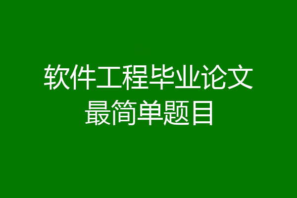 软件工程毕业论文最简单题目