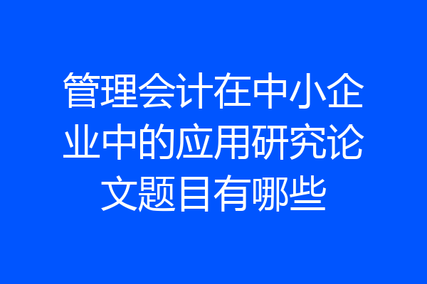 管理会计在中小企业中的应用研究论文题目有哪些