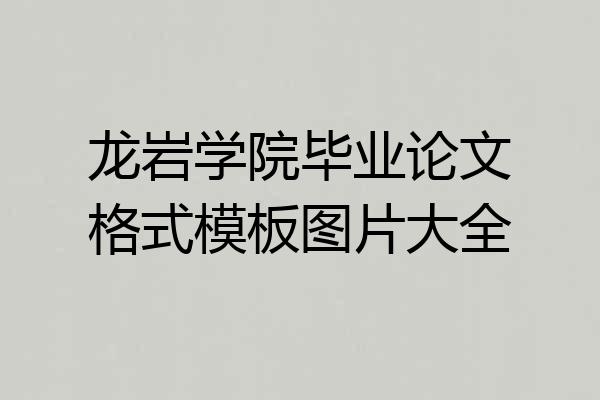 龙岩学院毕业论文格式模板图片大全