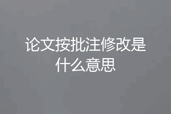 论文按批注修改是什么意思