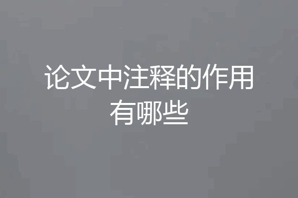 论文中注释的作用有哪些