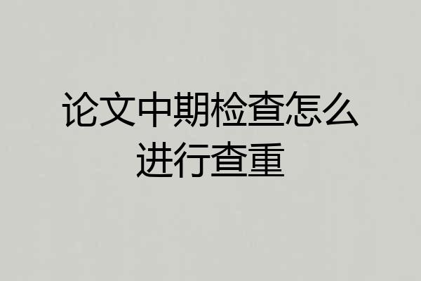 论文中期检查怎么进行查重