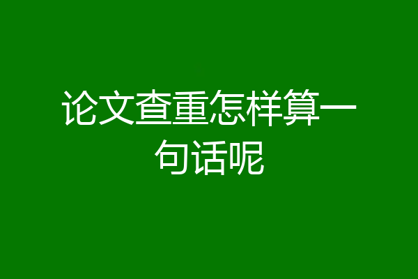论文查重怎样算一句话呢