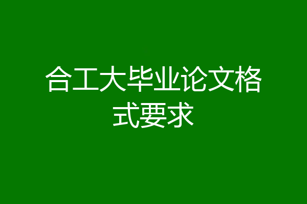合工大毕业论文格式要求
