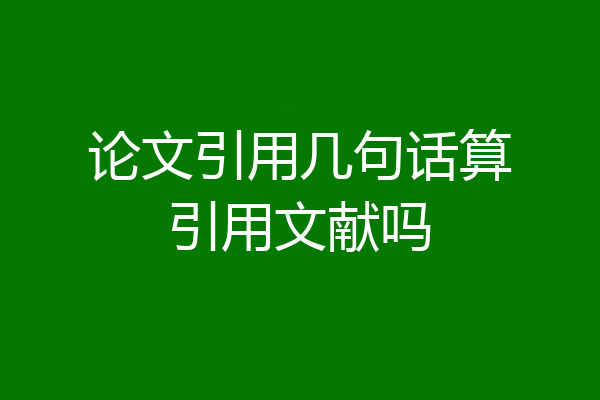 论文引用几句话算引用文献吗