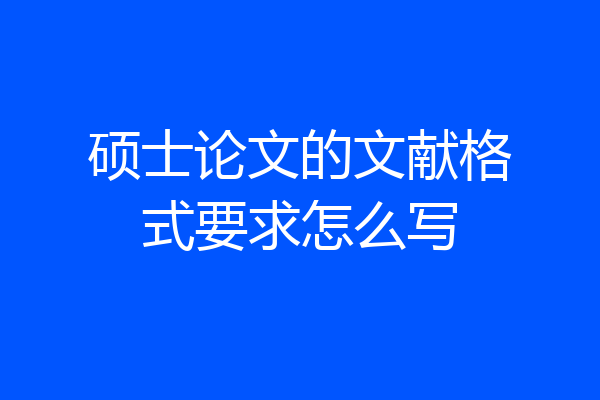 硕士论文的文献格式要求怎么写