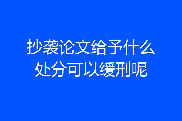 抄袭论文给予什么处分可以缓刑呢