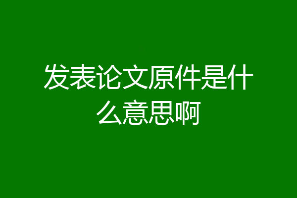 发表论文原件是什么意思啊