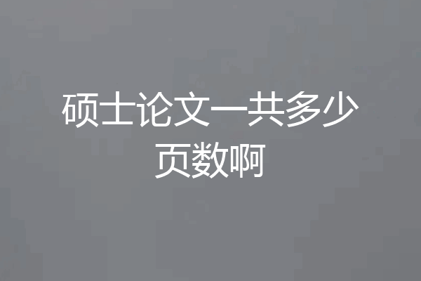 硕士论文一共多少页数啊