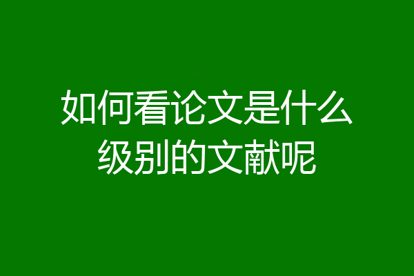 如何看论文是什么级别的文献呢