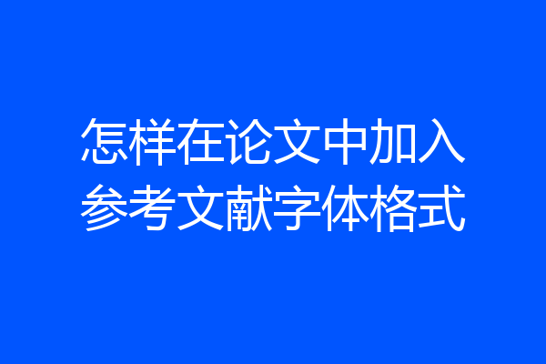 怎样在论文中加入参考文献字体格式