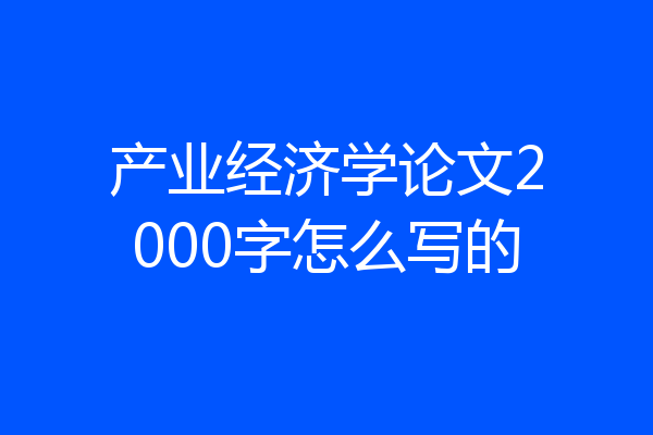 产业经济学论文2000字怎么写的