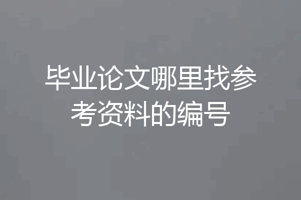 毕业论文哪里找参考资料的编号