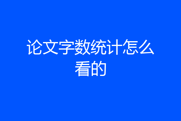 论文字数统计怎么看的