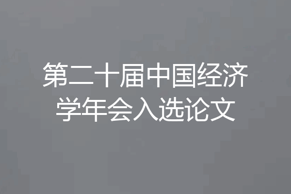 第二十届中国经济学年会入选论文