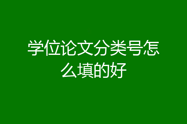 学位论文分类号怎么填的好