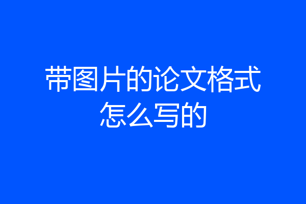 带图片的论文格式怎么写的