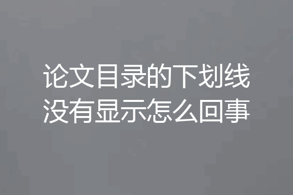 论文目录的下划线没有显示怎么回事