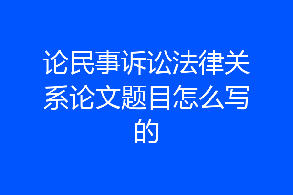 论民事诉讼法律关系论文题目怎么写的