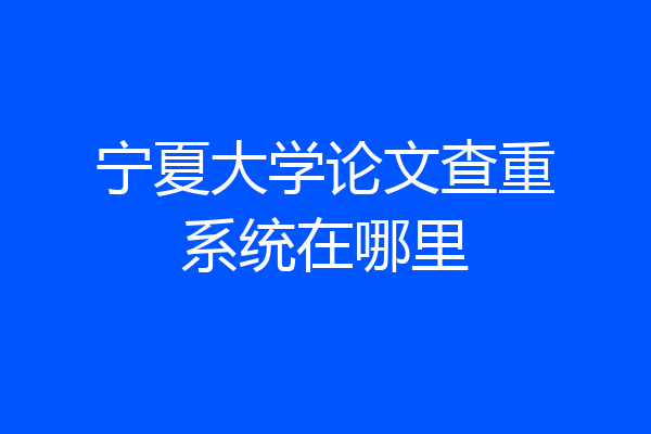 宁夏大学论文查重系统在哪里