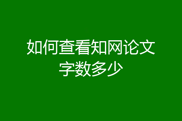 如何查看知网论文字数多少