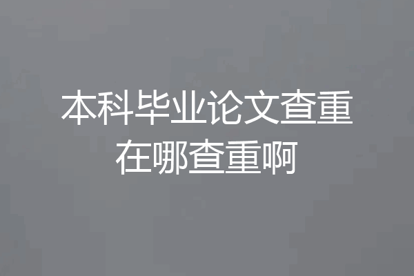 本科毕业论文查重在哪查重啊