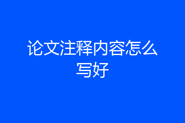 论文注释内容怎么写好