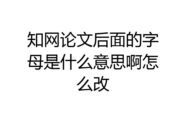 知网论文后面的字母是什么意思啊怎么改