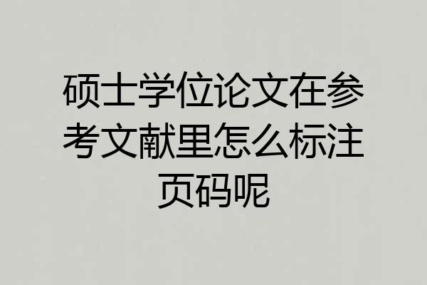 硕士学位论文在参考文献里怎么标注页码呢