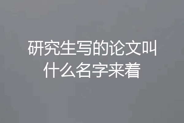 研究生写的论文叫什么名字来着