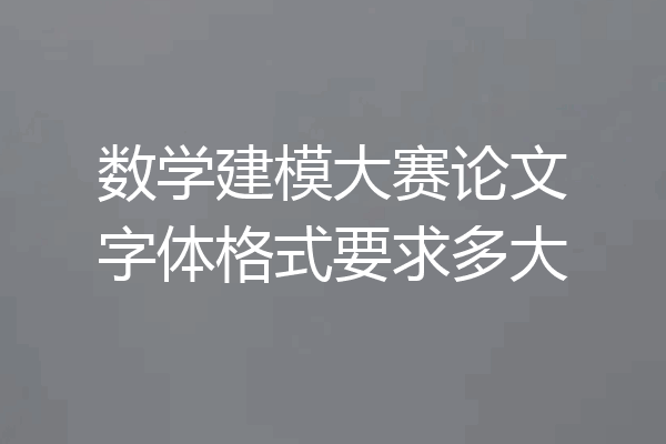 数学建模大赛论文字体格式要求多大