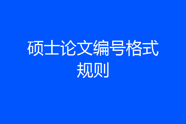 硕士论文编号格式规则