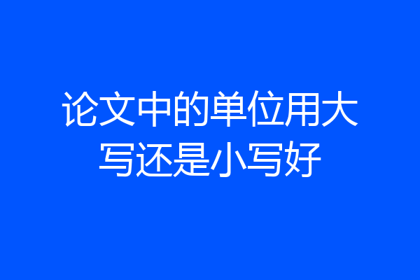论文中的单位用大写还是小写好