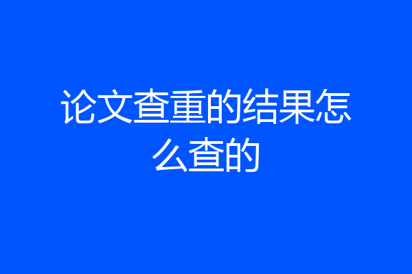 论文查重的结果怎么查的