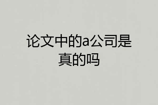 论文中的a公司是真的吗