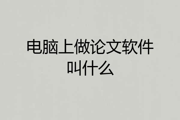 电脑上做论文软件叫什么