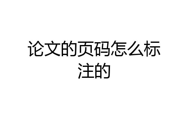 论文的页码怎么标注的